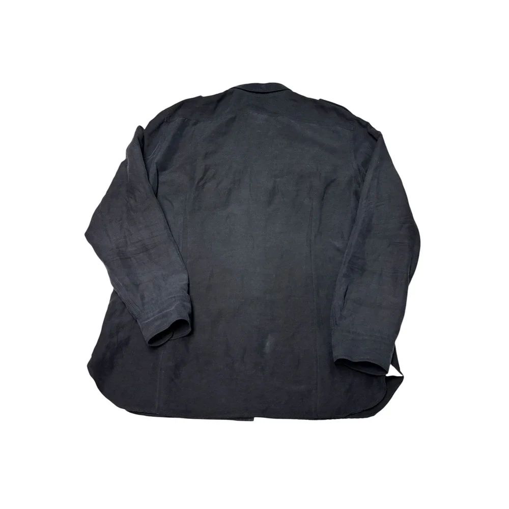 Banana Republic Heritage Silk Linen Field Shirt Mens L Black Safari Utility Top